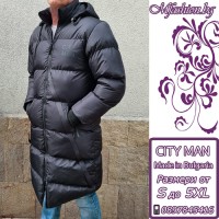 Дълго мъжко яке с качулка, City Man, Черно, 6839